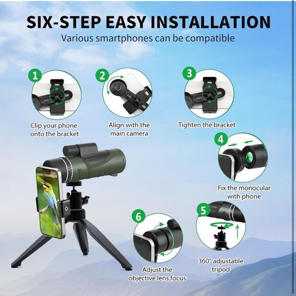 Monocular Telescope HD 80X100 High Power Tripod Watching Hiking Waterproof SR2 - Picture 4 of 6